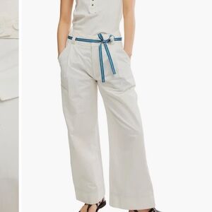 Free People Buckle Belt, Cotton, Wide Leg Pant in white Size 14